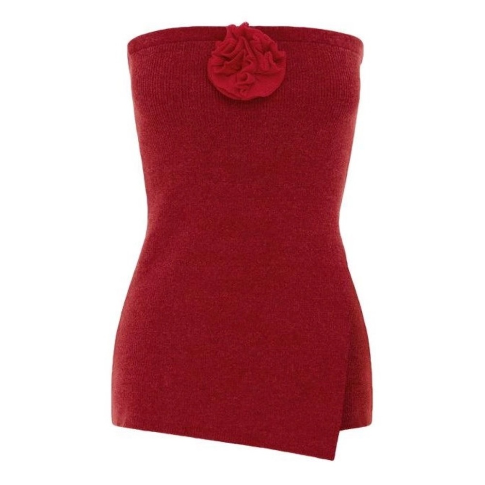 WITH JÉAN Belle Crushed Velvet Strapless Top, Red, Medium - Picture 11 of 11